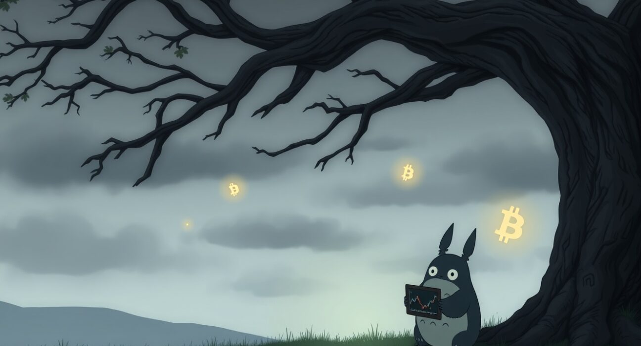 Visual metaphor for the Crypto Fear & Greed Index showing persistent market anxiety and cautious sentiment.