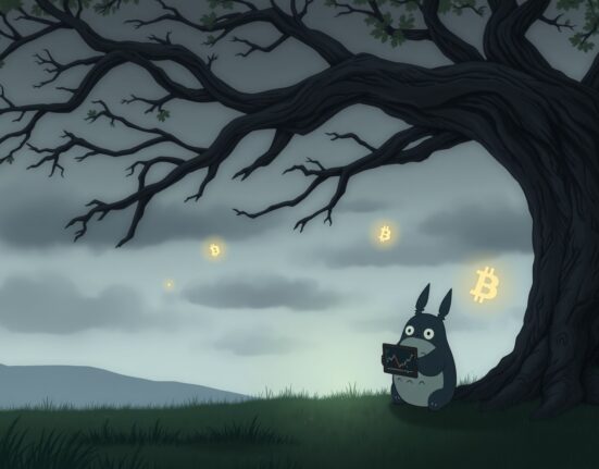 Visual metaphor for the Crypto Fear & Greed Index showing persistent market anxiety and cautious sentiment.