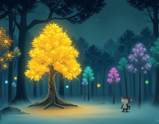 Visual metaphor for the Crypto Fear & Greed Index showing cautious market sentiment in a digital forest.