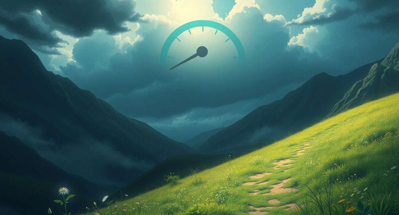 Visual metaphor for the Crypto Fear & Greed Index shifting from extreme fear to cautious hope in the market.