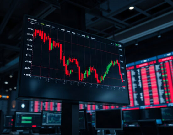 Trading screen showing sharp drop in cryptocurrency prices, reflecting market-wide liquidation event.