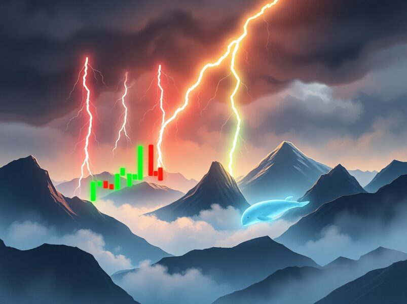 Conceptual art representing the $135 million crypto futures liquidation event causing market volatility.