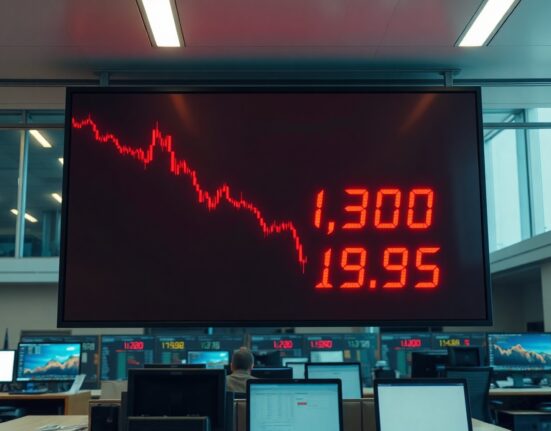 Trading floor display showing a sharp red chart and large liquidation numbers, indicating a significant crypto market event.