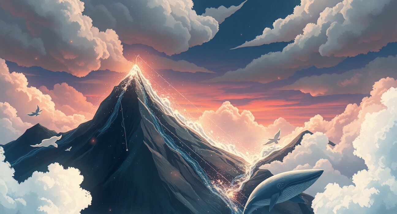 Visual metaphor for cryptocurrency futures liquidation showing market stability collapsing into data fragments