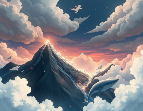 Visual metaphor for cryptocurrency futures liquidation showing market stability collapsing into data fragments