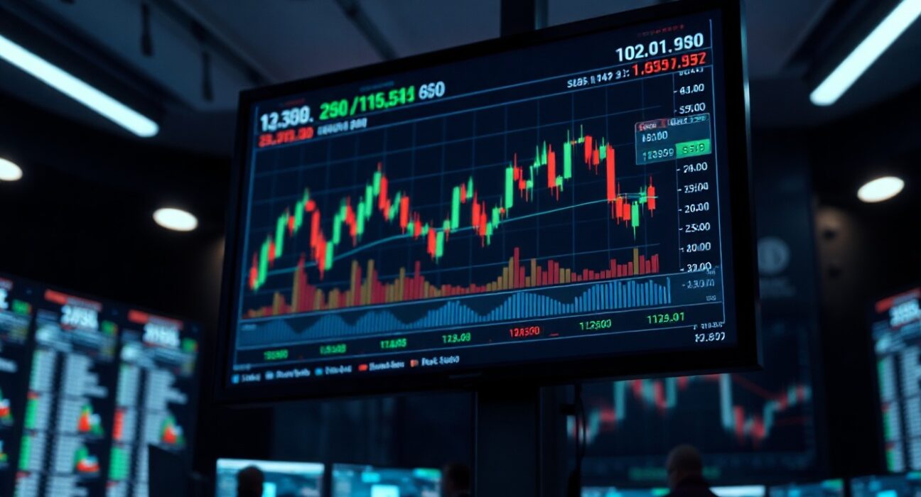 Digital trading screen showing crypto futures liquidation data and charts