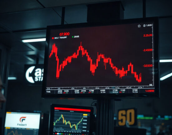 Crypto futures trading screen showing a sharp red candlestick chart amid market volatility
