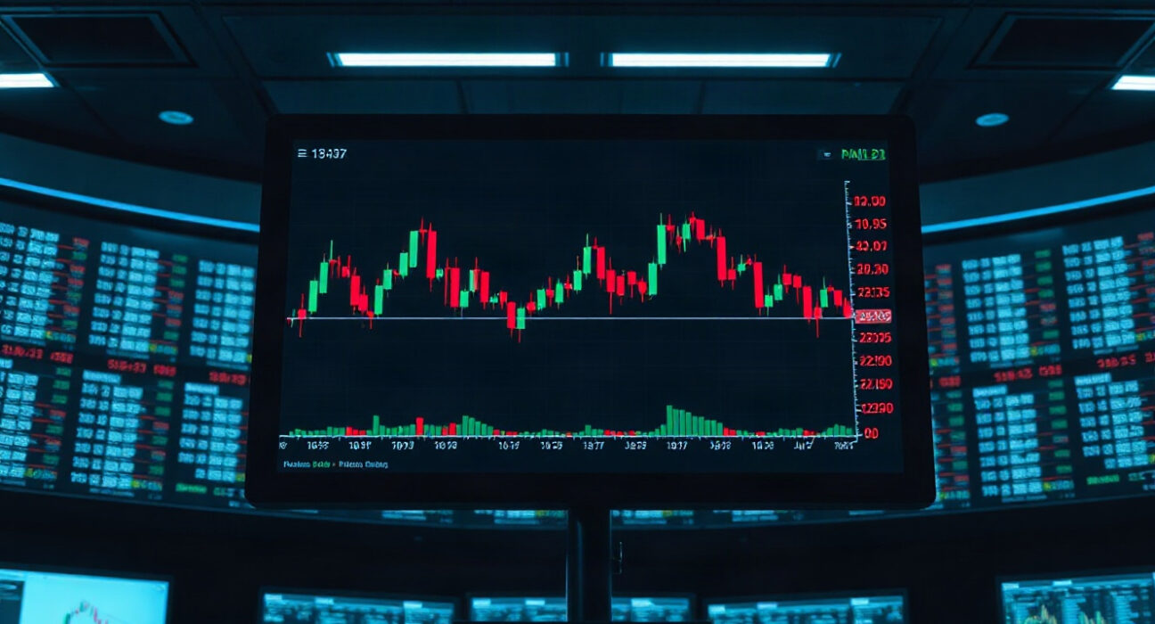 Crypto futures trading screen showing liquidation data and price charts