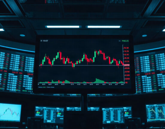 Crypto futures trading screen showing liquidation data and price charts