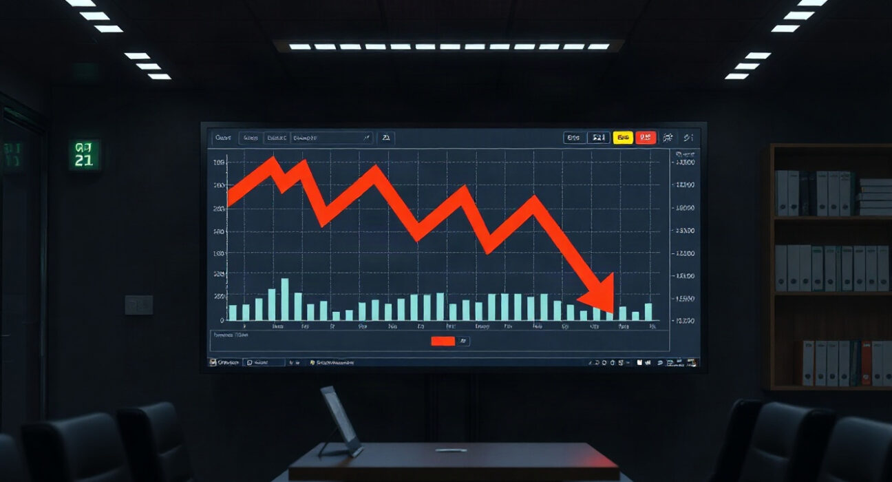Crypto futures trading screen showing red charts and market decline