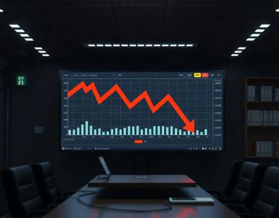 Crypto futures trading screen showing red charts and market decline
