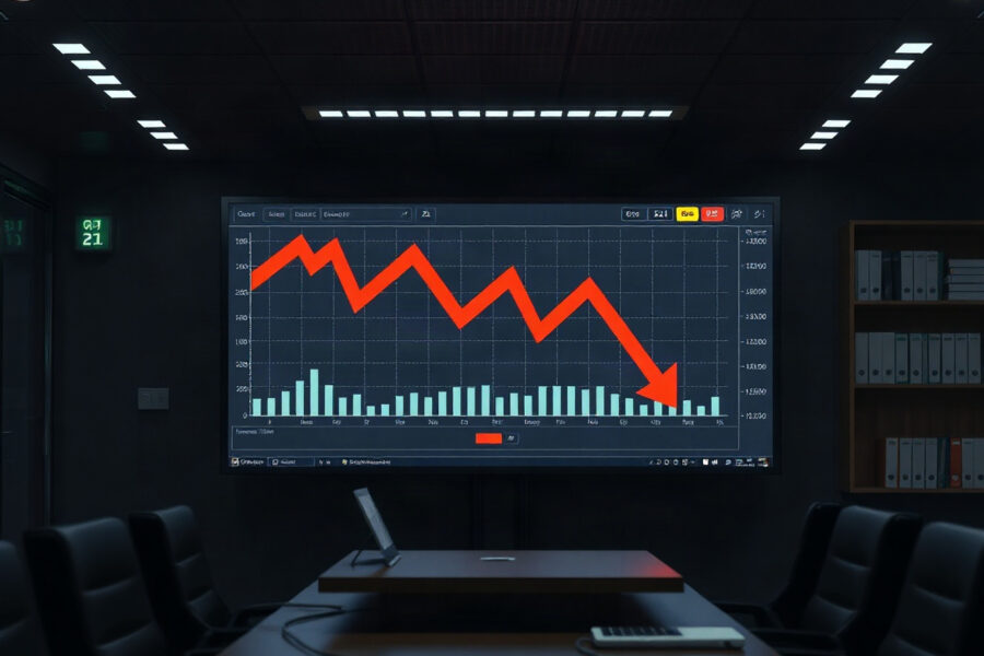 Crypto futures trading screen showing red charts and market decline