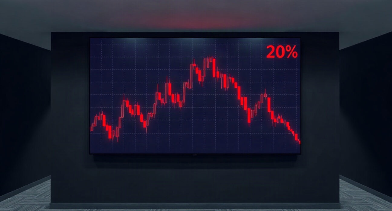 Trading screen showing a sharp red candlestick chart during a crypto market selloff