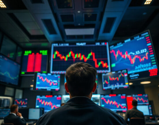 Trading screens showing crypto price charts and liquidation data in a professional trading environment.
