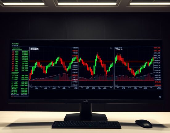 Cryptocurrency futures liquidation data on trading screens showing Bitcoin, Ethereum, and TON positions