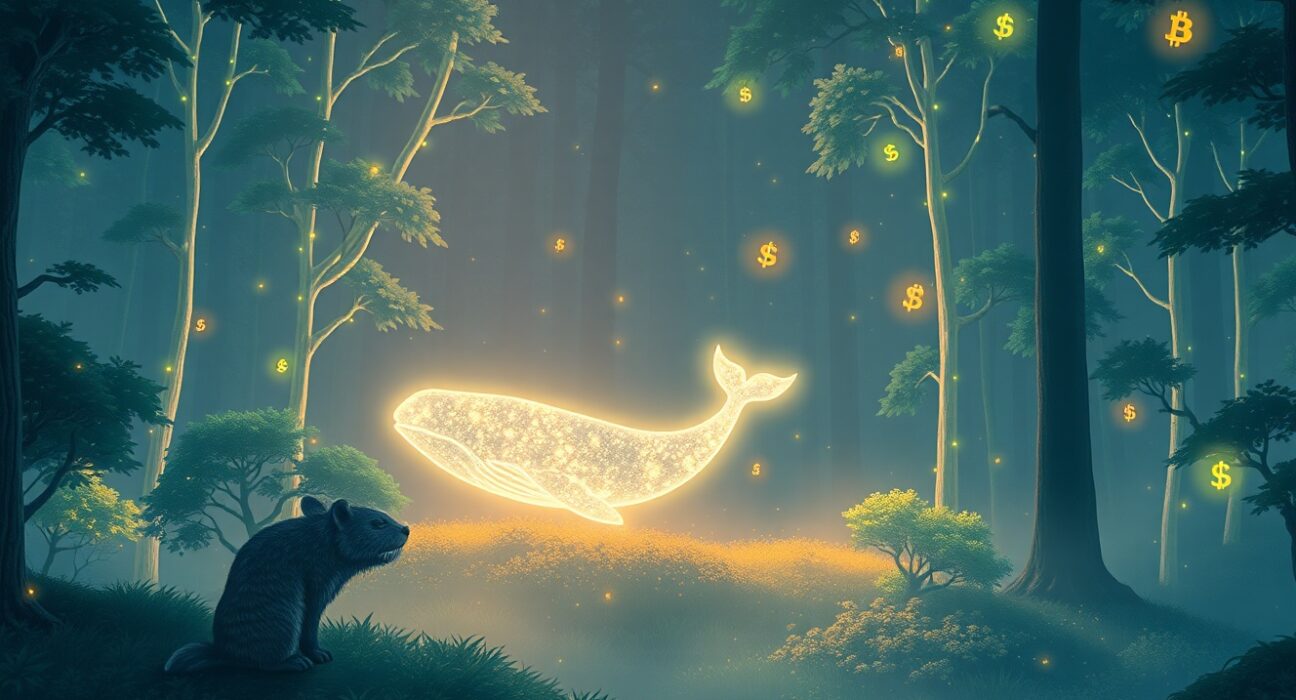 Visual metaphor for crypto futures liquidations showing market volatility and position unwinding in a digital forest.