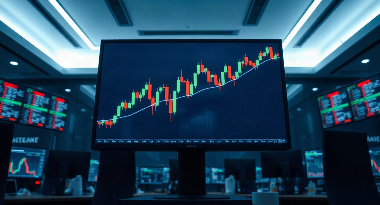 Trading screen showing crypto futures liquidation data with red and green candles
