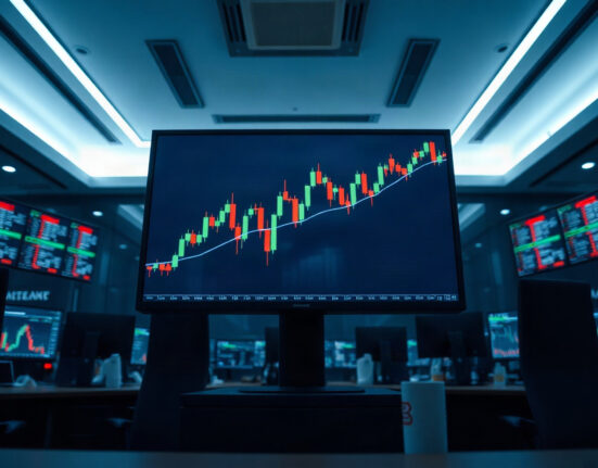 Trading screen showing crypto futures liquidation data with red and green candles