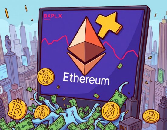 Cartoon illustration of crypto futures liquidations, with Ethereum (ETH) leading the market wipeout.