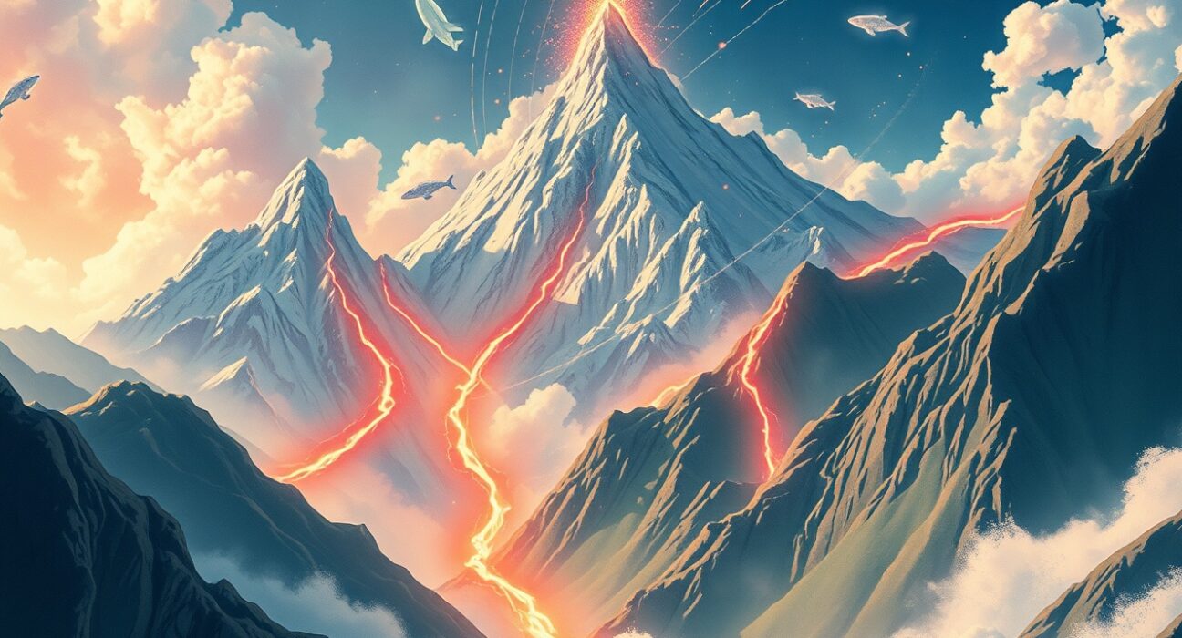 Conceptual art representing massive crypto futures liquidations causing market turbulence and volatility.