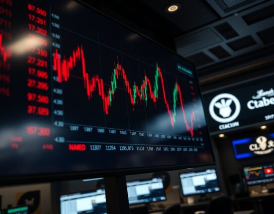 Digital trading screen showing crypto liquidation data with red and green candlesticks