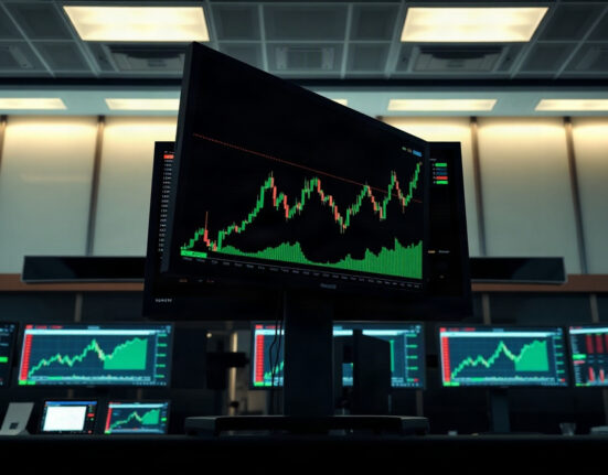 Crypto trading screen showing green charts and rising prices during a market rally