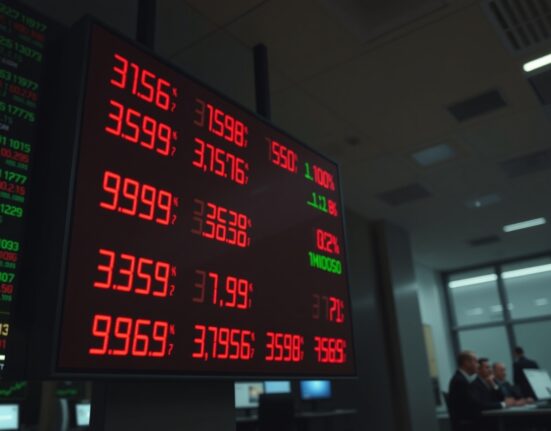 Digital trading board showing crypto liquidation data in a dimly lit office