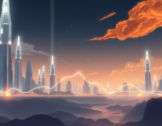 Conceptual Ghibli-style art representing the volatility and opposing forces within the crypto futures market leading to liquidations.