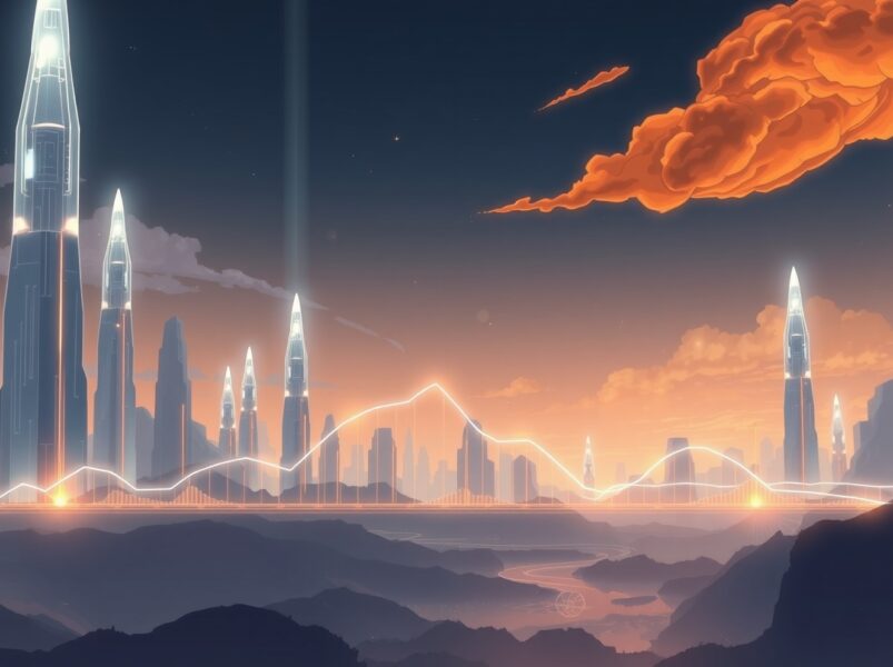 Conceptual Ghibli-style art representing the volatility and opposing forces within the crypto futures market leading to liquidations.