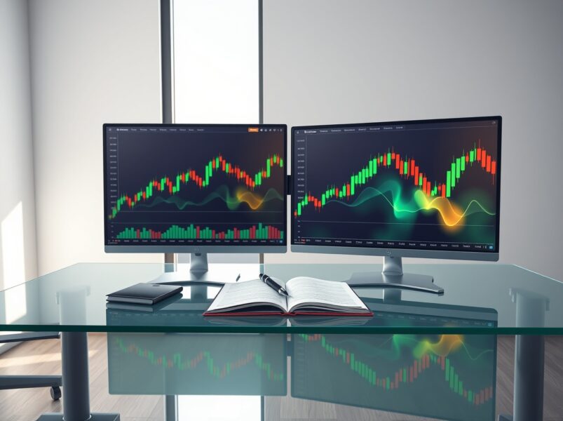 Professional analysis of cryptocurrency market gainers and losers on a trading desk.