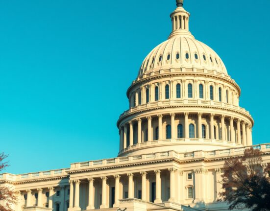U.S. Capitol building under a clear sky, representing legislative action on crypto regulation.