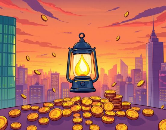 Crypto hedge fund lantern dimming in a vibrant cityscape, symbolizing operational closure.