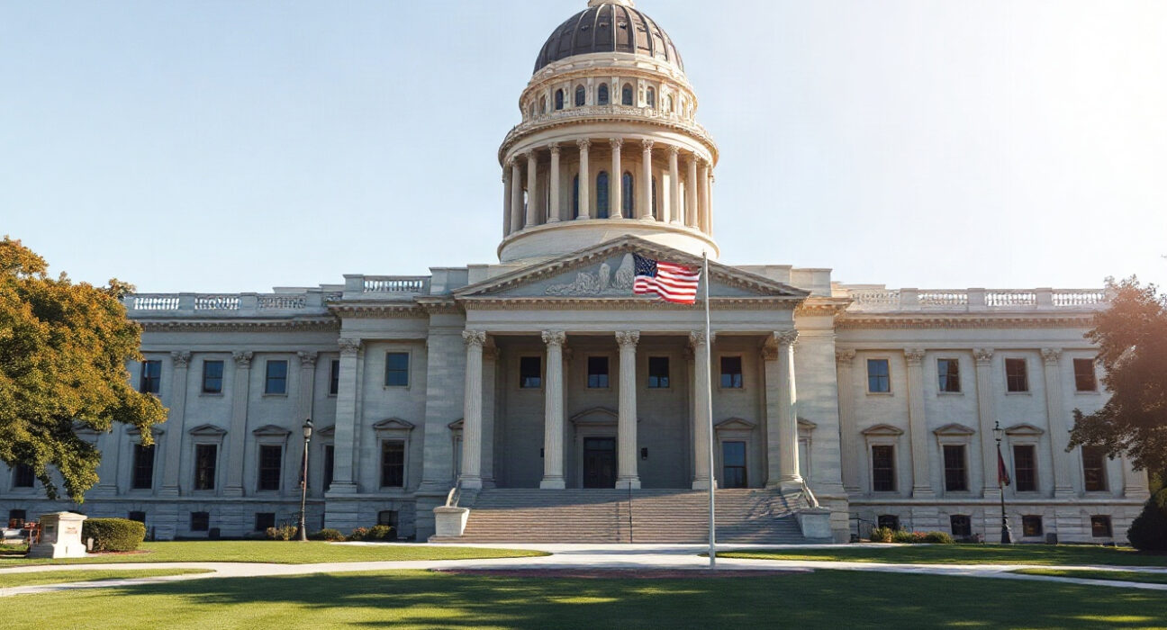 Illinois State Capitol building in Springfield, site of the contested crypto transaction tax law.