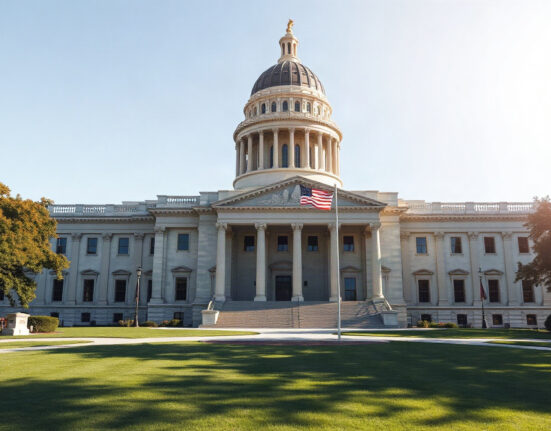 Illinois State Capitol building in Springfield, site of the contested crypto transaction tax law.
