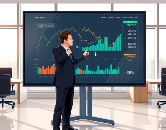 Financial analyst reviewing cryptocurrency market data showing declining Q1 inflows according to JPMorgan report