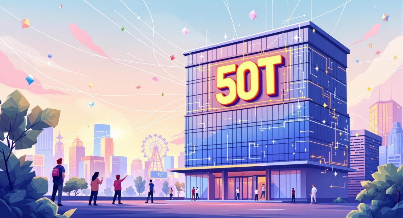 A vibrant cartoon illustration depicting a thriving hub for crypto investment funds, symbolizing growth and innovation in digital assets.