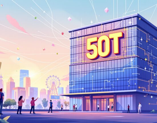 A vibrant cartoon illustration depicting a thriving hub for crypto investment funds, symbolizing growth and innovation in digital assets.