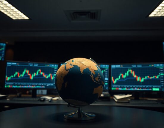 Trading desk with monitors showing crypto charts and a globe, symbolizing fundamental analysis over market-cap rankings.