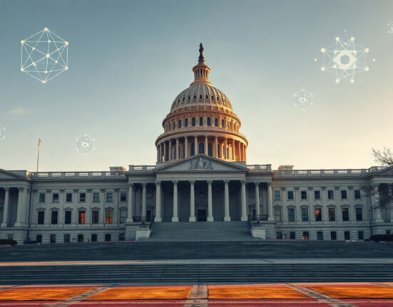 U.S. Capitol building with digital overlay symbolizing crypto regulation debate