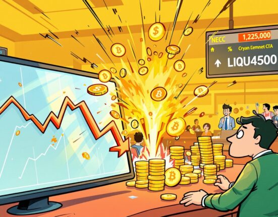 A dramatic visual representing the impact of significant crypto liquidations on the market, showing the volatility.