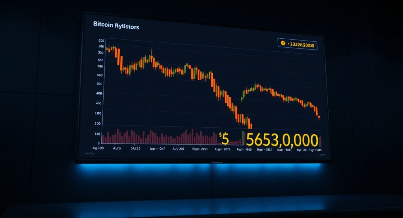 Bitcoin price chart showing decline near $63,000 on a trading screen