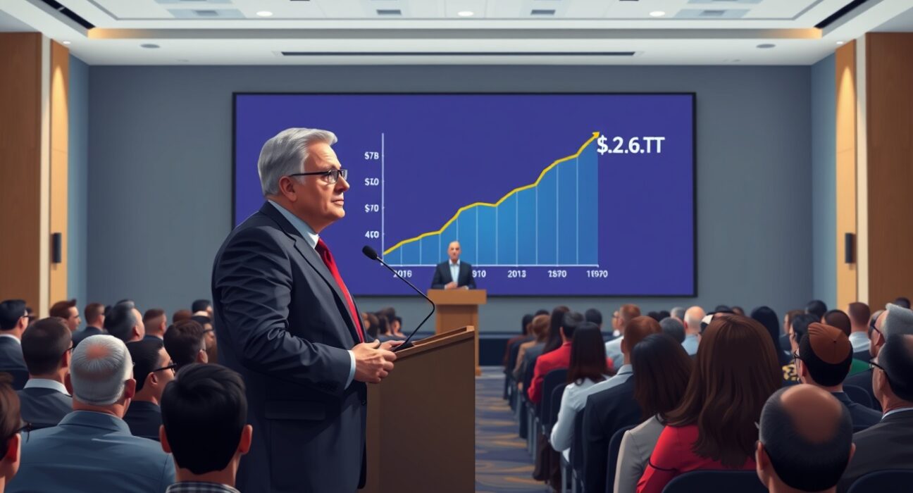 DCG CEO Barry Silbert discusses crypto market cap growth from $7B to $2.6T at a conference event