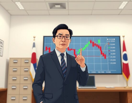 South Korean financial regulator investigating crypto market manipulation cases with digital trading charts in background