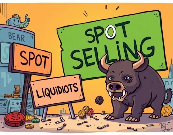 Cartoon showing a Crypto Market Sell-off driven by spot market activity, not forced liquidations.