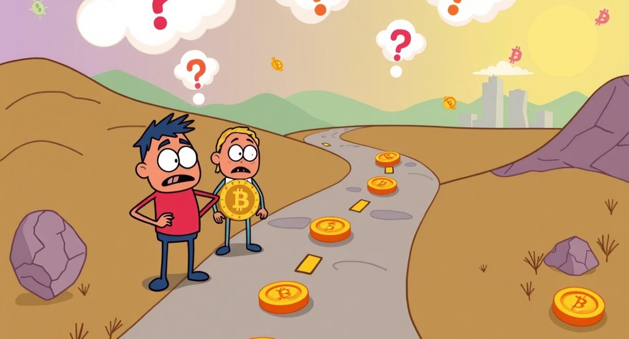 Cryptocurrency market sideways trend showing digital coins moving horizontally without clear direction