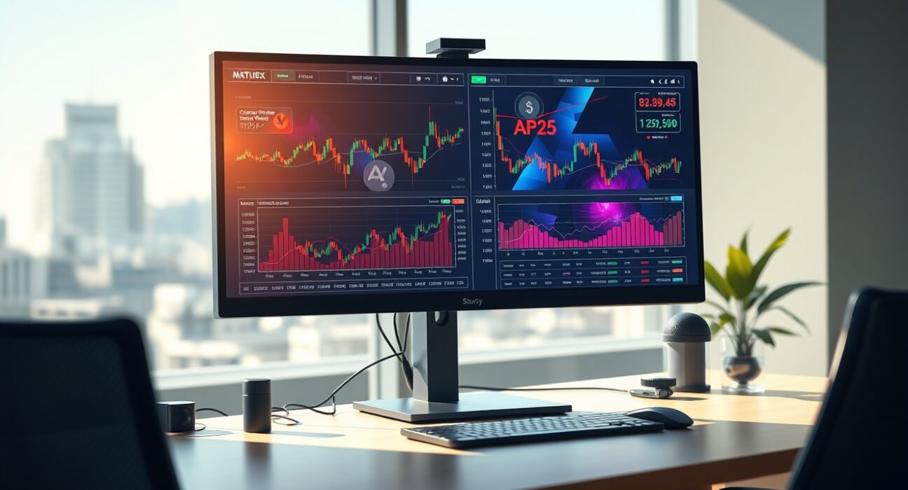 Professional analysis of cryptocurrency market gainers and losers on a trading desk monitor.