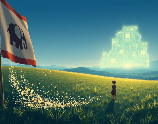 Symbolic representation of the crypto market transition from political sentiment to fundamental value.