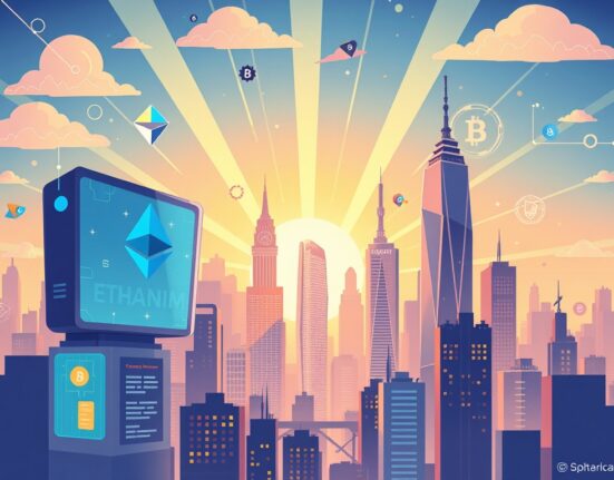 Cartoon illustration showing the exciting crypto opportunity in Ethereum, DeFi, and super-apps, highlighting future growth.