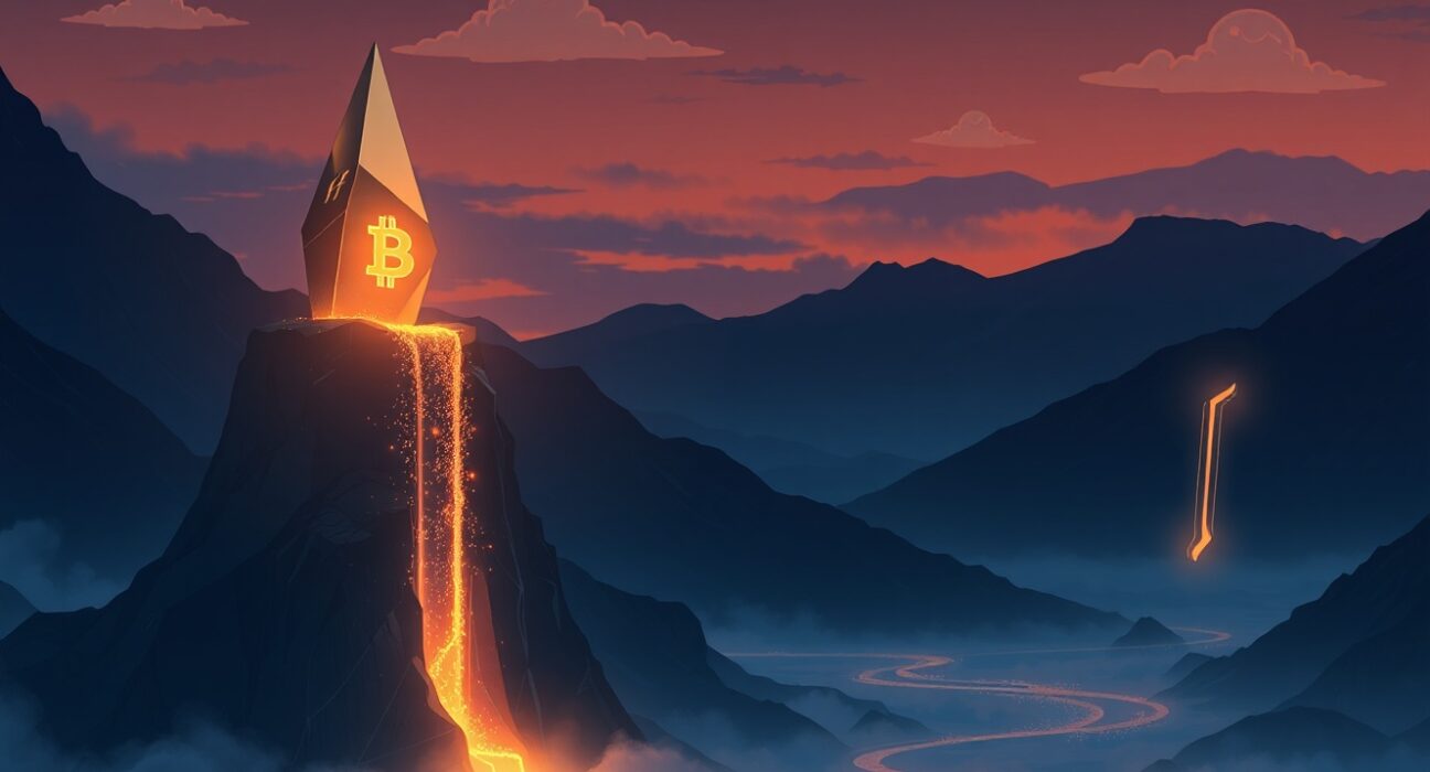 Conceptual Ghibli-style art representing the $294.7M crypto perpetuals liquidations event.