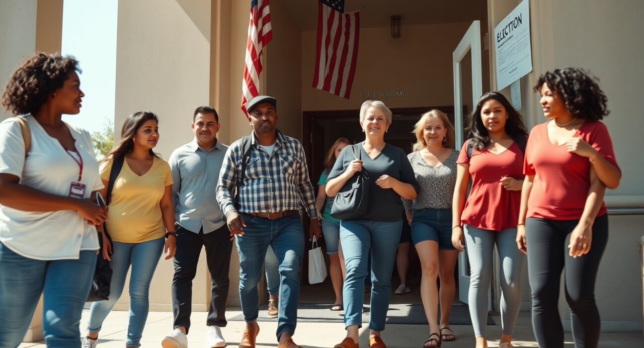 American voters entering a polling station on midterm election day